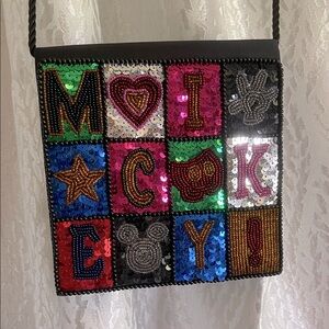 Disney Mickey Mouse Sequin Bag VNTG Black